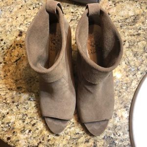 Taupe suede Vince Camuto ankle booties